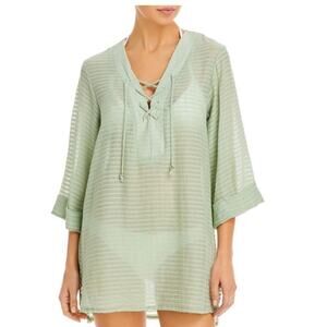 J. Valdi Sage Lace Up Shirt Swim Cover Up Sz S NWT